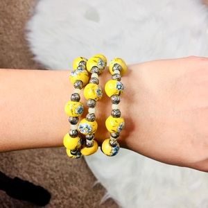 Antique/handmade bracelet floral print yellow
